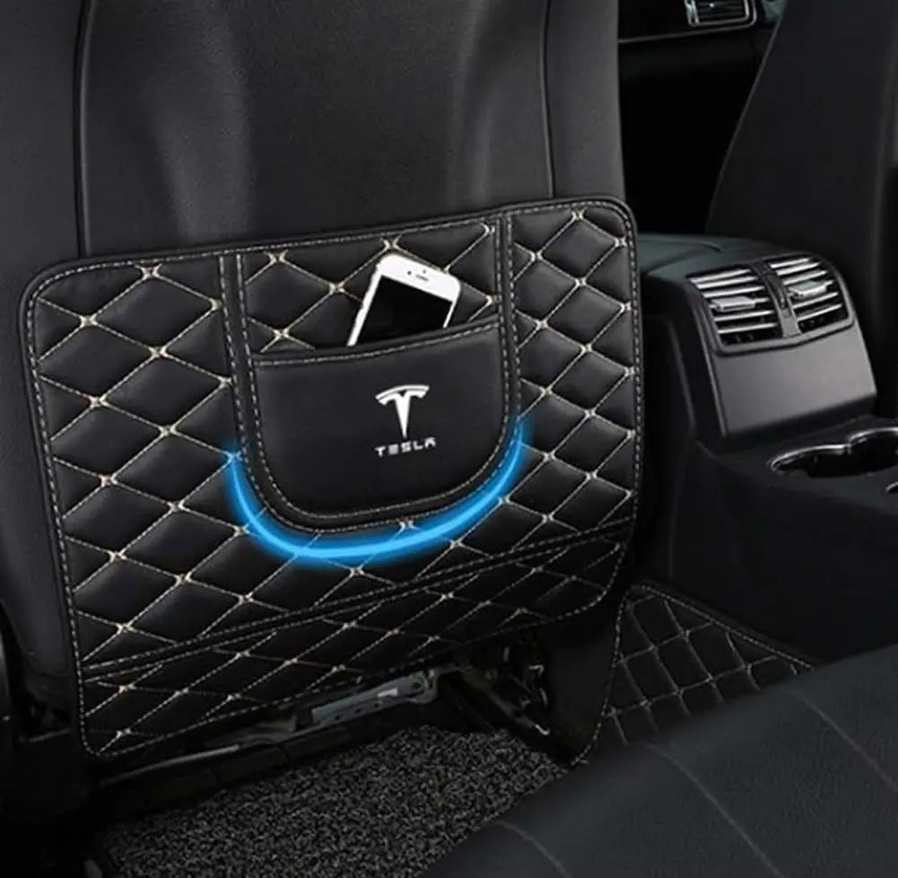 OYADM Seat Protector Mat Backseat Child Kick Guard Premium Leather Black Fit Tesla Model 3(1 pcs)